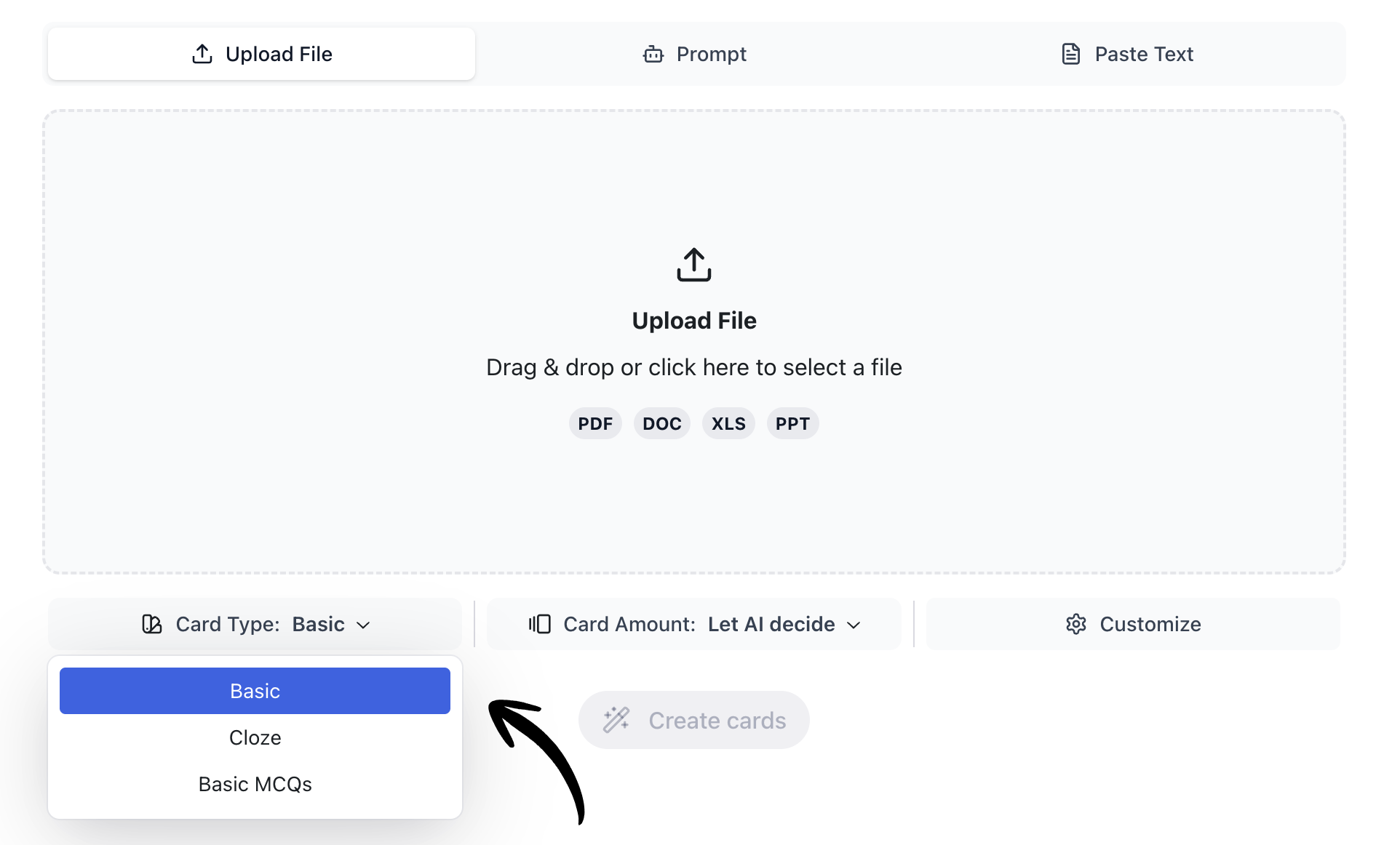 Select your prefered card type