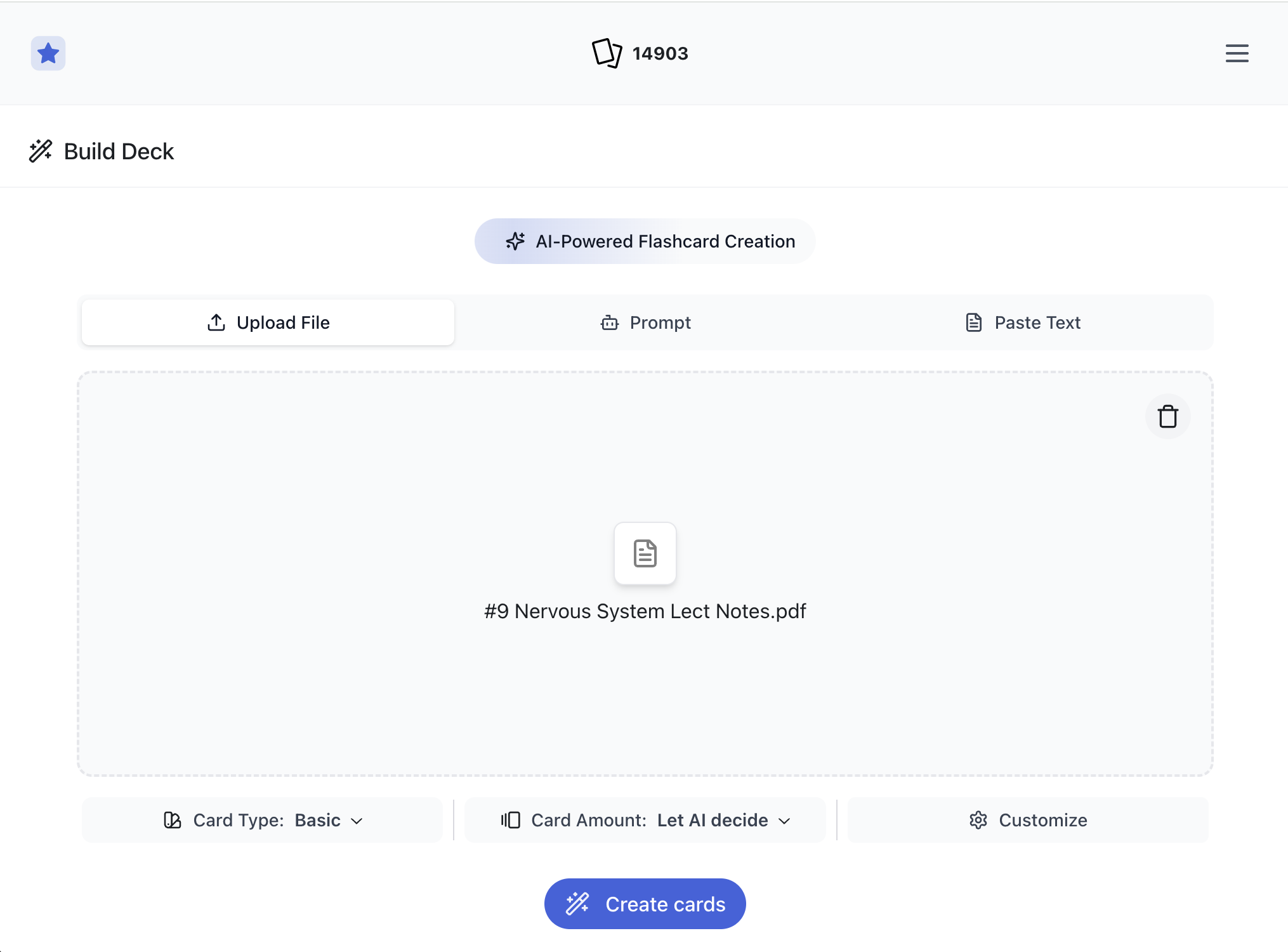 Upload a file with Ankify